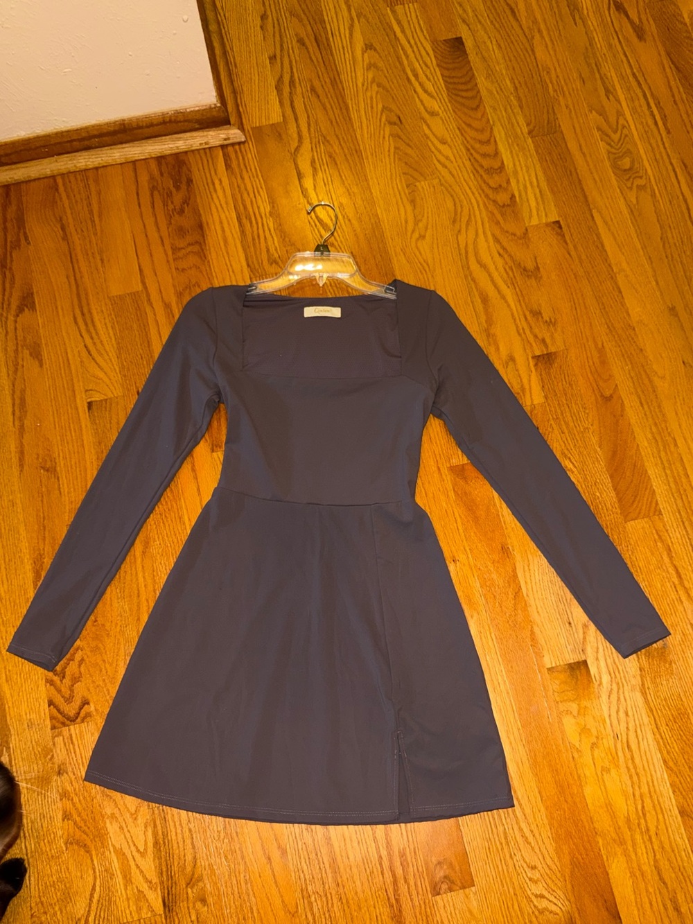 Long-Sleeve Navy Purple A-Line Women's Dress